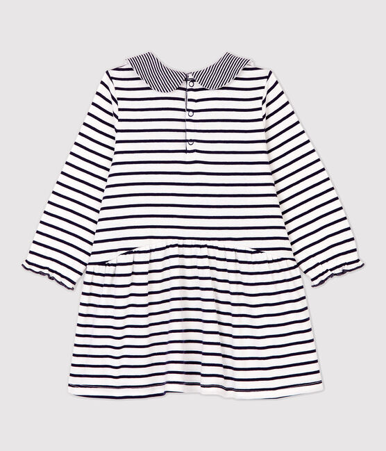 Baby-Kleid aus Baumwolle mit Streifenmuster für Mädchen weiss MARSHMALLOW/blau SMOKING