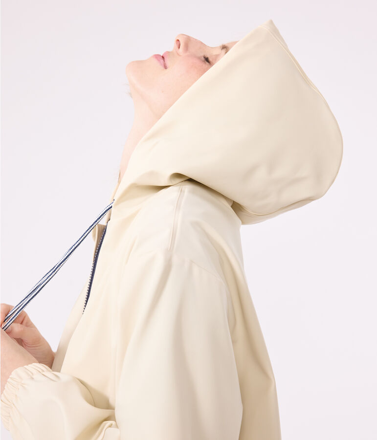 Damen-Regenjacke mit Kapuze naturfarben