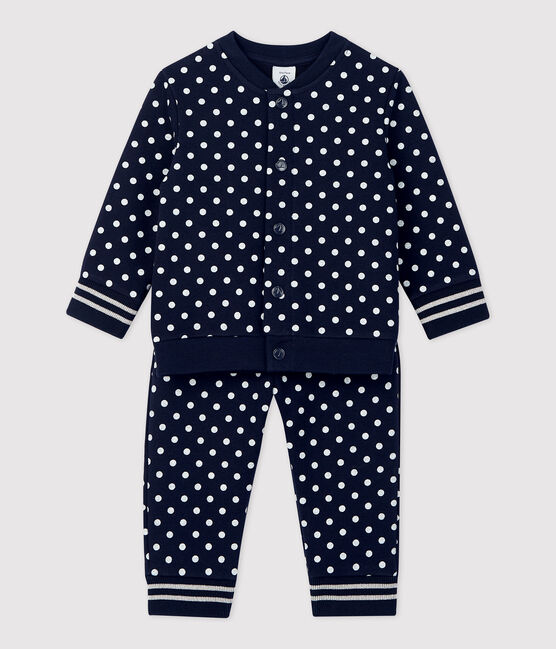 Baby-Jogginganzug aus Molton blau SMOKING/weiss MARSHMALLOW