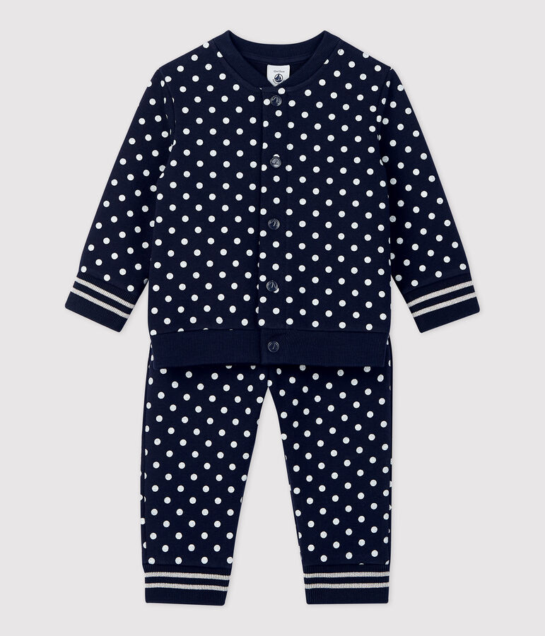 Baby-Jogginganzug aus Molton blau/weiss