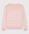 Kinderpullover aus Wolle und Baumwolle für Mädchen rosa MINOIS/weiss MARSHMALLOW