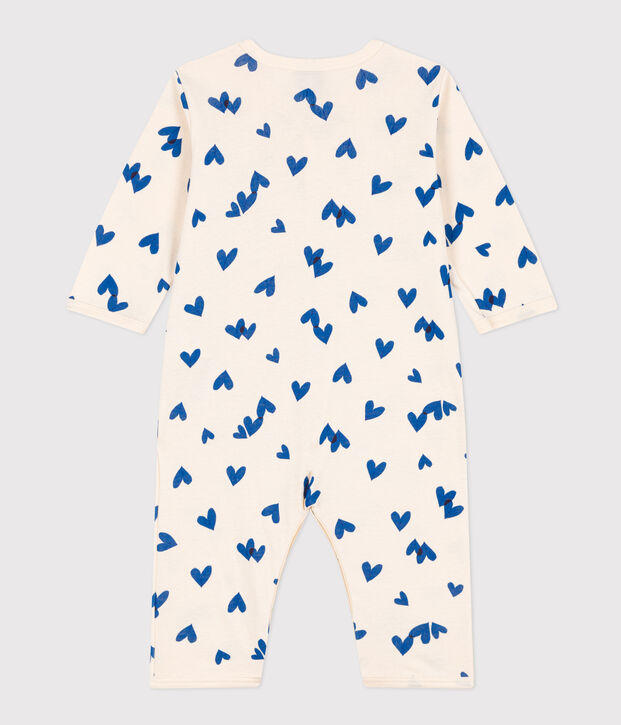 Strampler aus Baumwolle ohne F&uuml;&szlig;e mit Printmotiv naturfarben/blau