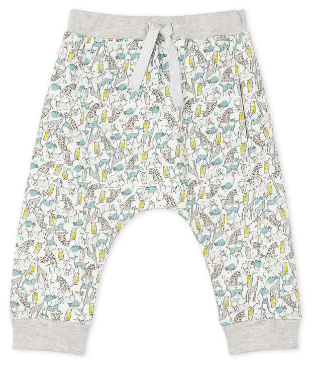 Baby-Hose aus leichtem Molton f&uuml;r Jungen weiss/vielfarbig