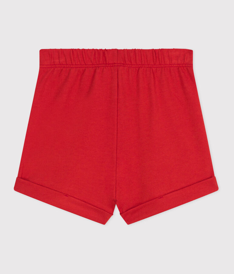 Baby-Shorts aus einfarbiger Baumwolle rot AURORA