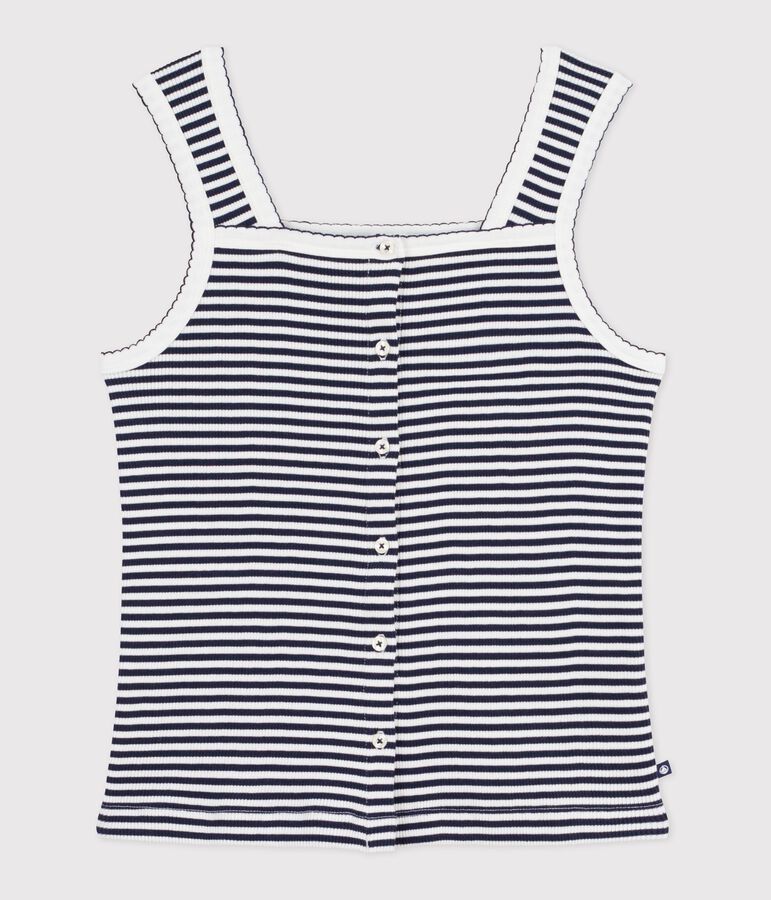 Damen-Tanktop aus Baumwolle mit Streifen blau/weiss