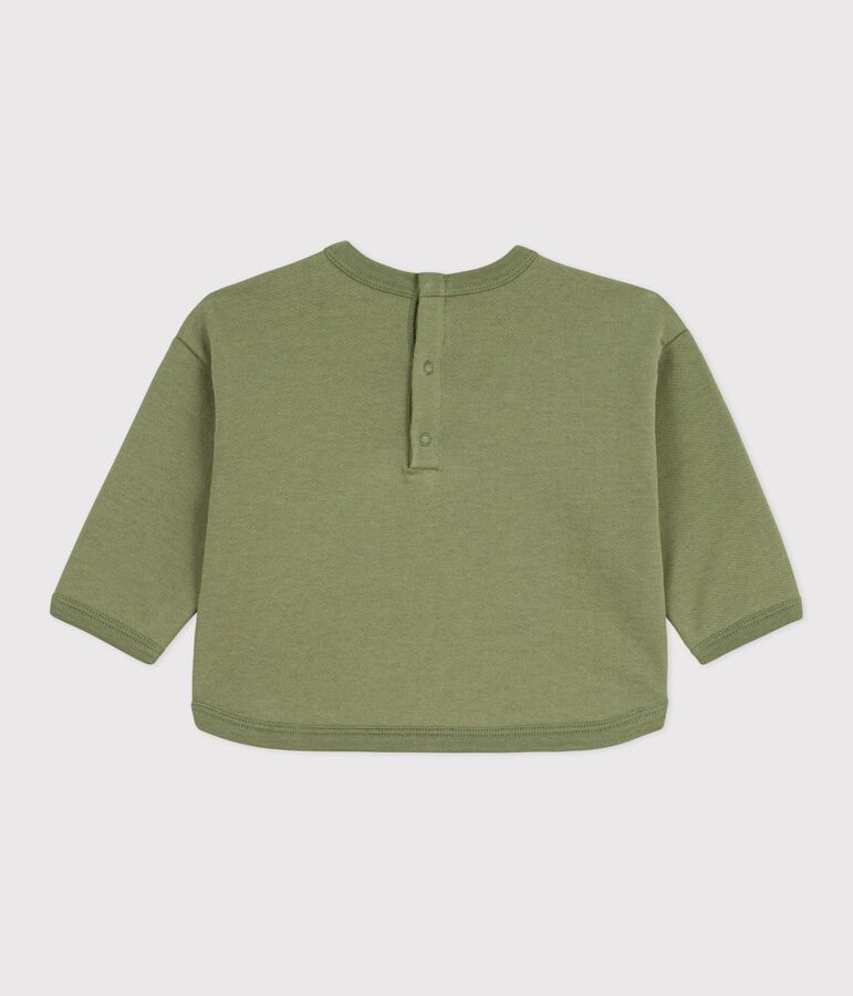 Baby-Baumwoll-Kapuzenpullover mit Muster gr&uuml;n OLIVINE