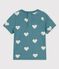 Kurzärmeliges Baby-T-Shirt aus Bio-Baumwolle mit Herzmuster grün BRUT/weiss AVALANCHE