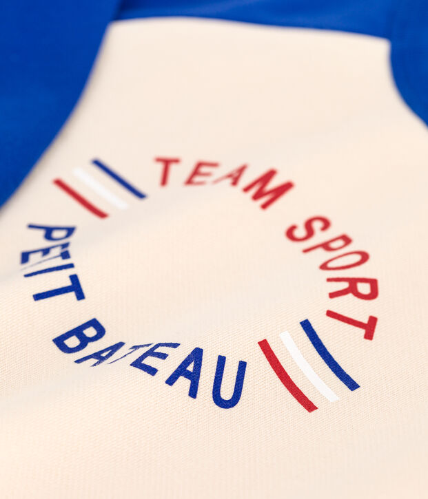 Kinder-Sweatshirt aus Molton f&uuml;r Jungen naturfarben/blau