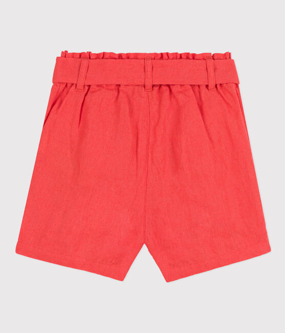 Kinder-Shorts aus Leinen für Mädchen orange JUPITER