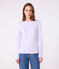 Langärmeliges Damen-T-Shirt L’Iconique aus Baumwolle mit Picotkante violett PARME