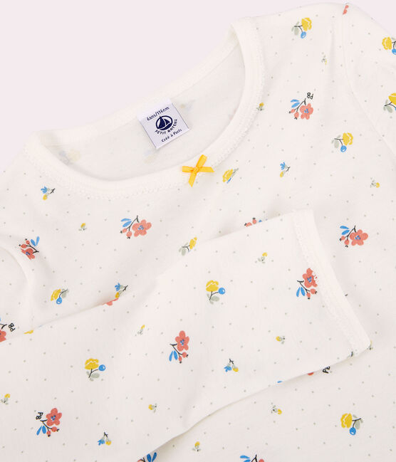 Kinderpyjama aus Baumwolle für Mädchen weiss MARSHMALLOW/weiss MULTICO