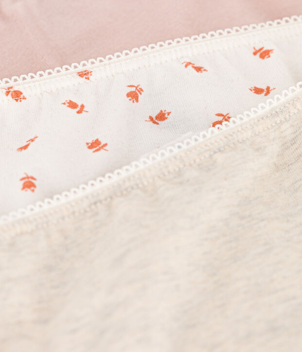 3er-Set Slips aus Baumwolle und Elastan mit Blumenmuster f&uuml;r M&auml;dchen vielfarbig