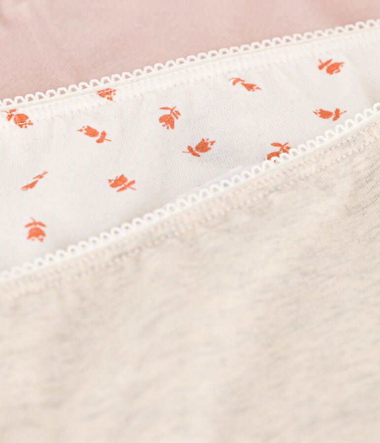 3er-Set Slips aus Baumwolle und Elastan mit Blumenmuster f&uuml;r M&auml;dchen vielfarbig