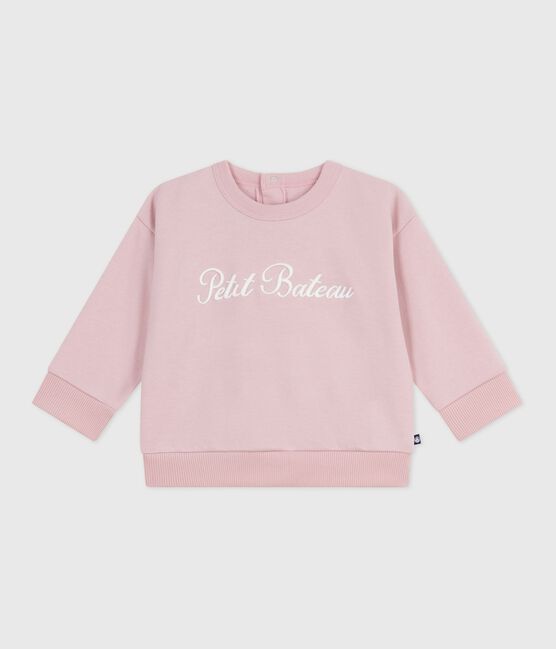 Baby-Sweatshirt aus Baumwolle mit Petit Bateau-Stickerei rosa JOLI