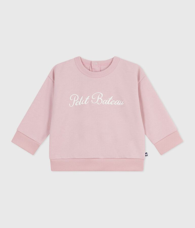 Baby-Sweatshirt aus Baumwolle mit Petit Bateau-Stickerei rosa