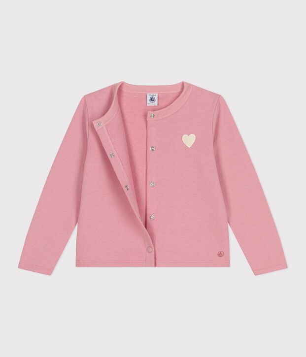 Kinder-Cardigan aus einfarbigem Molton rosa
