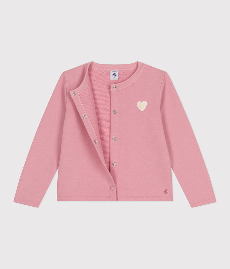 Kinder-Cardigan aus einfarbigem Molton rosa CHARME