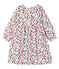 Langärmeliges gemustertes Babykleid für Mädchen weiss MARSHMALLOW/weiss MULTICO