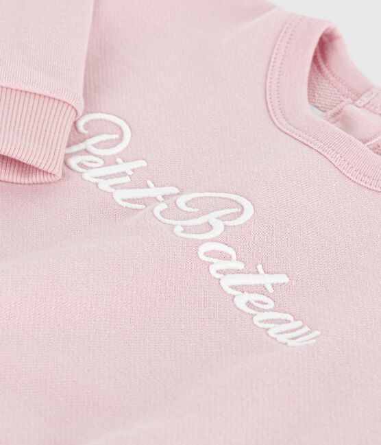 Baby-Sweatshirt aus Baumwolle mit Petit Bateau-Stickerei rosa JOLI