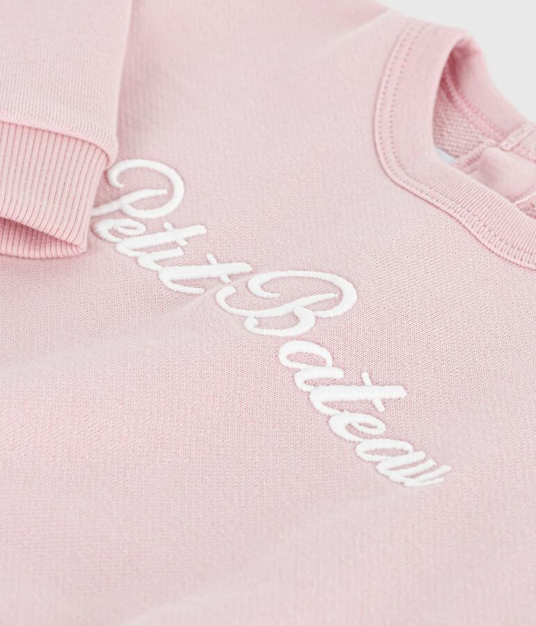 Baby-Sweatshirt aus Baumwolle mit Petit Bateau-Stickerei rosa