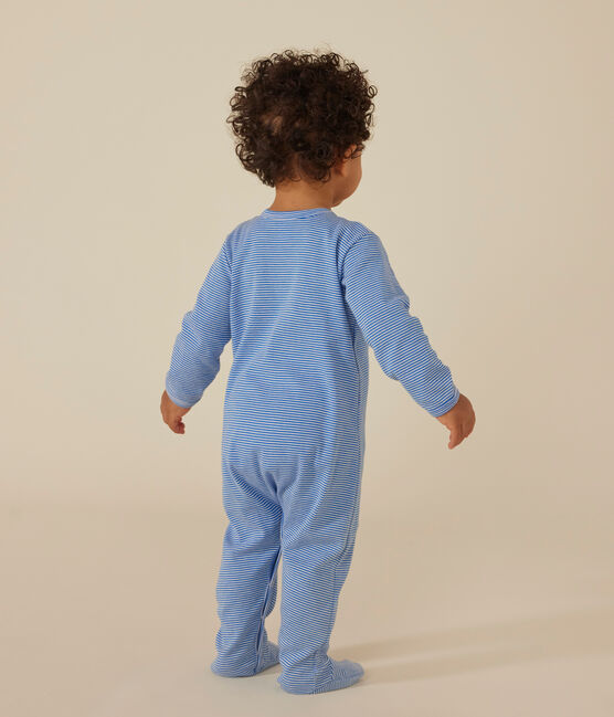 Gestreifter Baby-Strampler aus Baumwolle DELPHINIUM/ MARSHMALLOW