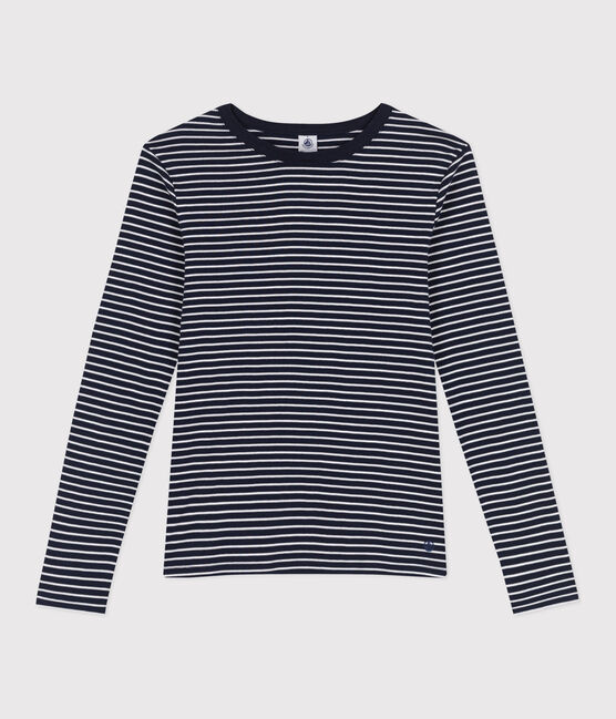 Damen-T-Shirt L'Iconique aus Baumwolle mit Streifen blau SMOKING/weiss MARSHMALLOW