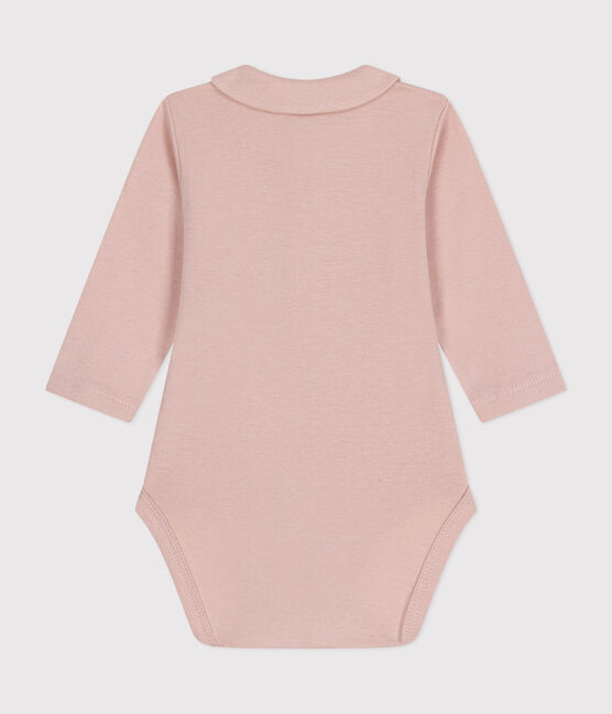 Langärmliger Baby-Body mit Kragen rosa SALINE