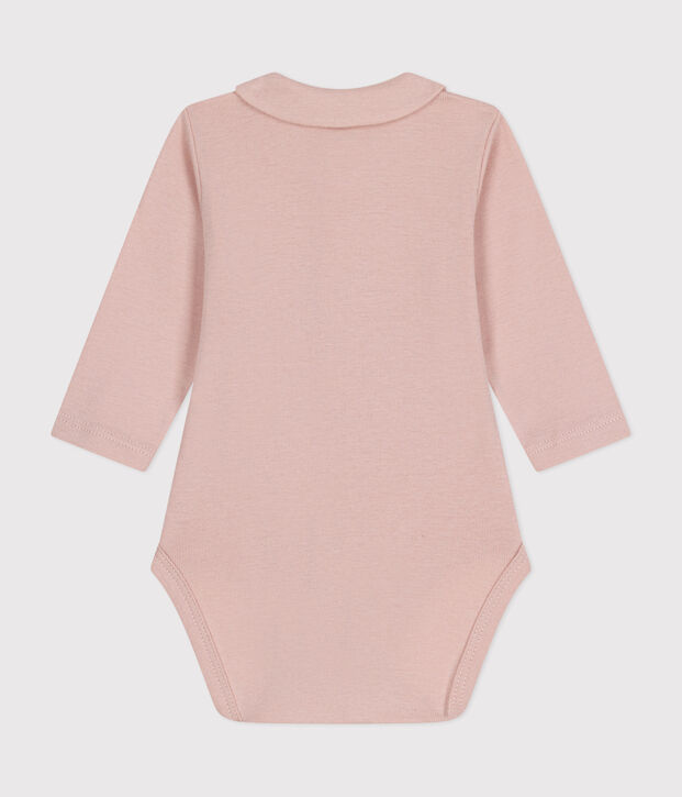 Lang&auml;rmliger Baby-Body mit Kragen rosa