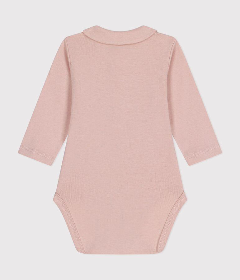 Lang&auml;rmliger Baby-Body mit Kragen rosa