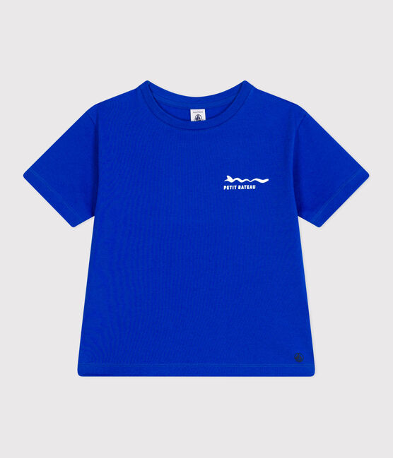 Kurzärmeliges Kinder-T-Shirt aus bedruckter Baumwolle blau PERSE