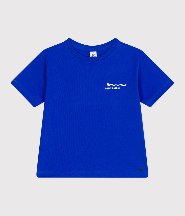 Kurz&auml;rmeliges Kinder-T-Shirt aus bedruckter Baumwolle blau