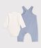 Baby-Set Latzhose und Body mit Kragen aus einfarbiger Baumwolle POLAIRE