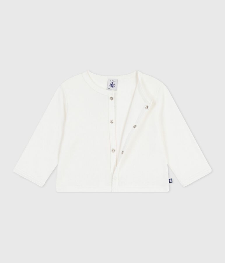 Baby-Cardigan aus einfarbiger Baumwolle weiss
