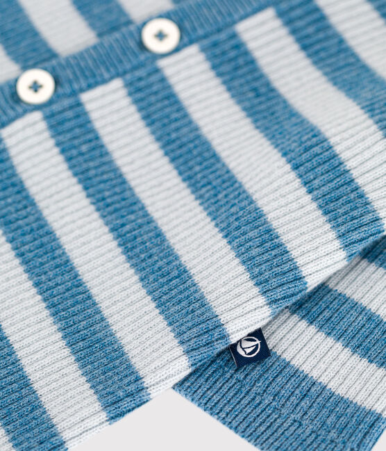 Baby-Overall aus Woll- und Baumwollstrick mit Streifen blau ADRIATIC/ CO2