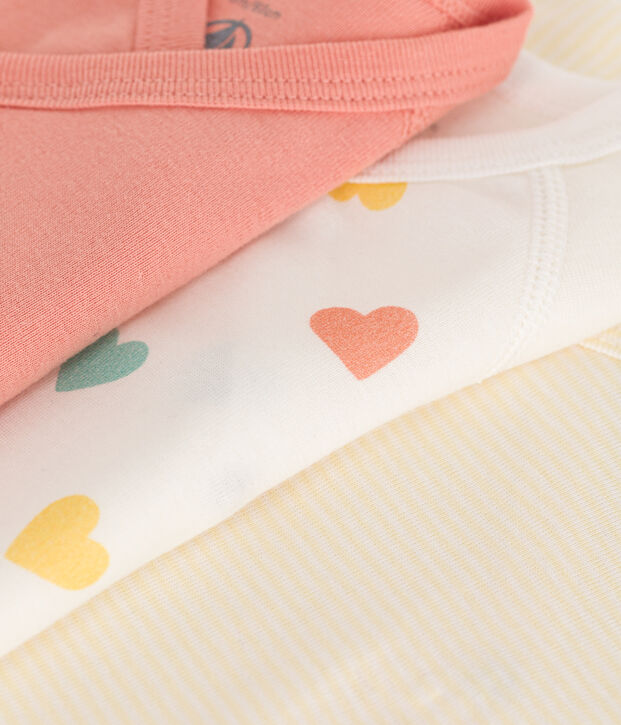 3er-Set lang&auml;rmelige Wickelbodys aus bedruckter Baumwolle vielfarbig