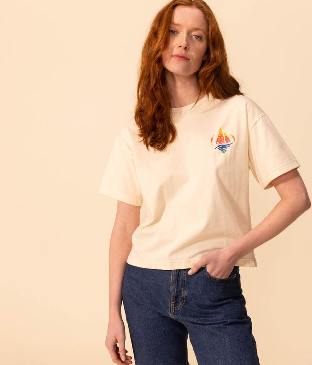 Damen-T-Shirt LE BOXY aus Baumwolle naturfarben
