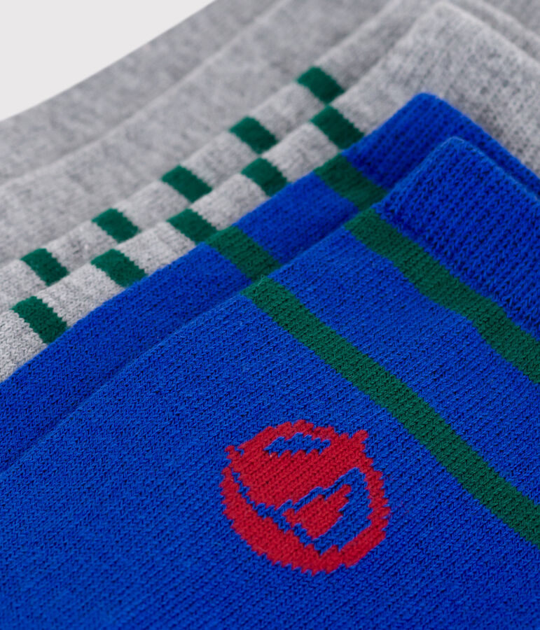 3er-Set Kinder-Kniestr&uuml;mpfe aus Baumwolle mit Streifen und Logo vielfarbig