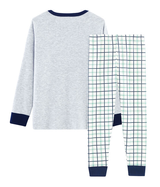 Pyjama aus Doppeljersey und Rippstrick für kleine Jungen weiss MARSHMALLOW/weiss MULTICO