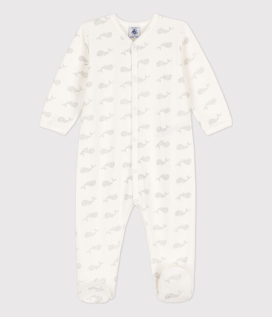 Baby-Strampler aus Nicki weiss MARSHMALLOW/grau ARGENT