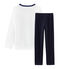 Samt-Pyjama für kleine Jungen blau SMOKING/weiss MULTICO