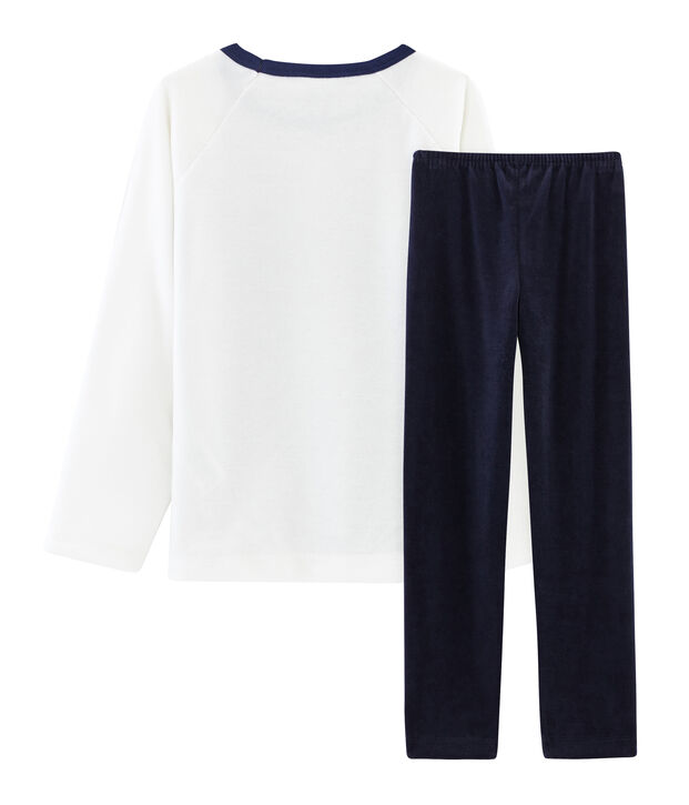 Samt-Pyjama f&uuml;r kleine Jungen blau/vielfarbig