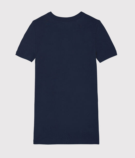 Damen-T-Shirt aus Baumwolle mit Rundhalsausschnitt blau SMOKING