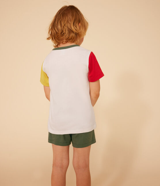Kurzer, unifarbener Kinderpyjama aus Baumwolle weiss MARSHMALLOW/weiss MULTICO