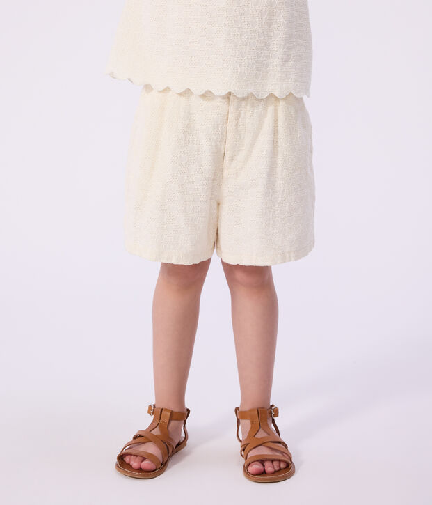Kinder-Shorts aus Baumwolle mit Herzmotiv weiss