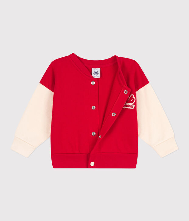 Baby College-Jacke aus Molton rot/naturfarben