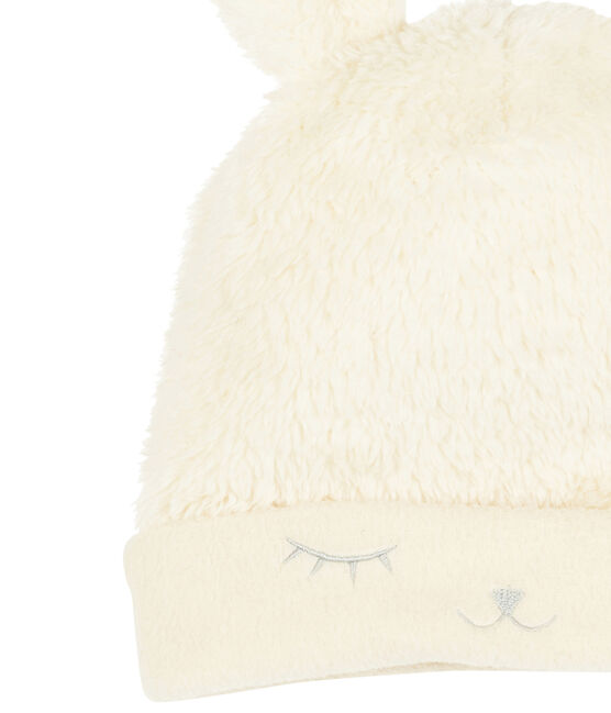 Baby-Mütze für Mädchen mit Fleecefutter weiss MARSHMALLOW