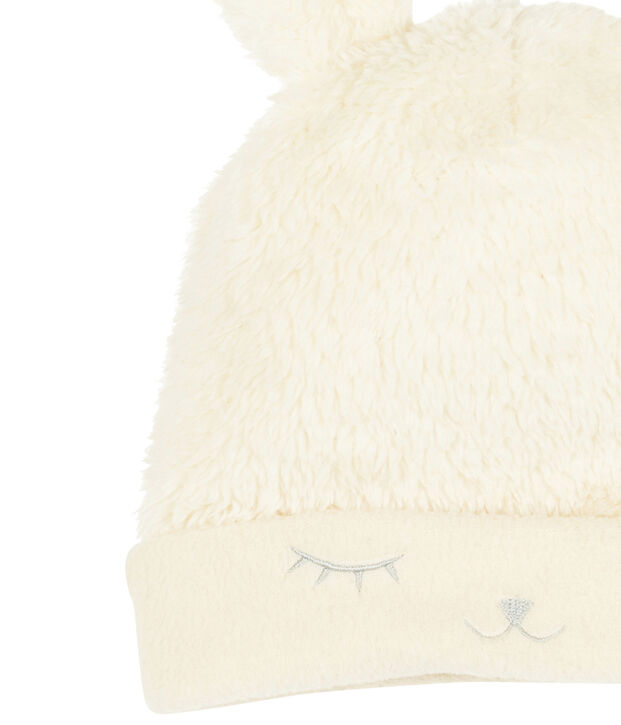 Baby-M&uuml;tze f&uuml;r M&auml;dchen mit Fleecefutter weiss