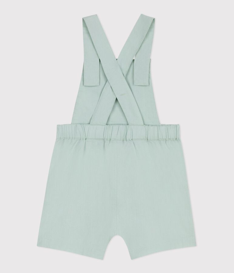 Kurzbeinige Baby-Latzhose aus einfarbiger Baumwolle/Leinen blau