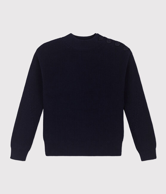 Damenpullover aus Baumwolle mit Patentmuster blau SMOKING