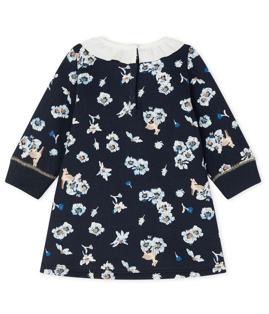 Langärmeliges bedrucktes Kleid für Baby Mädchen blau SMOKING/weiss MULTICO